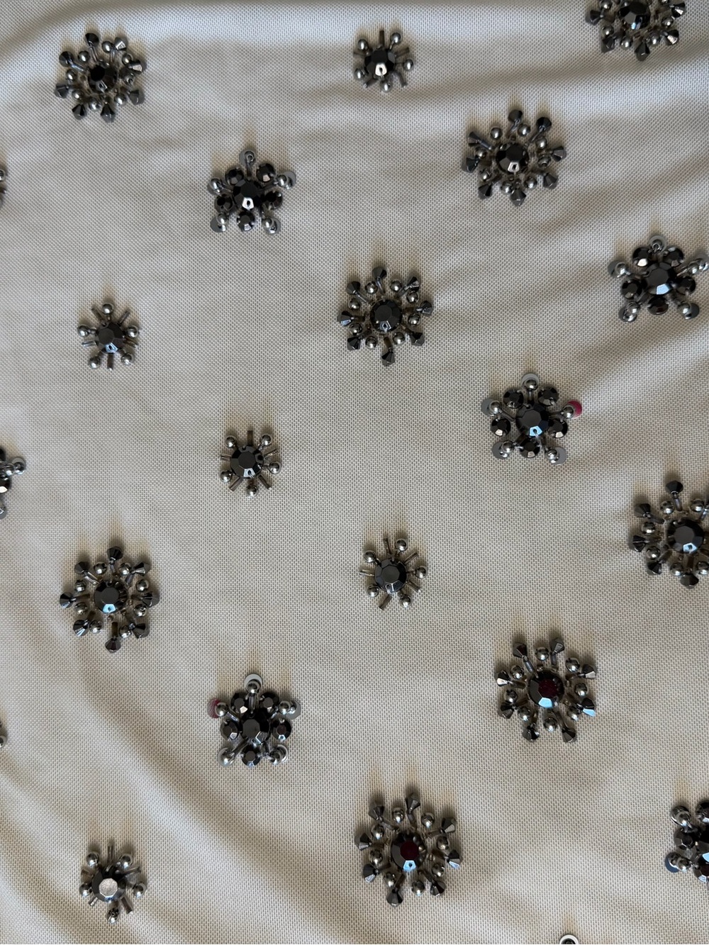 Forever 21 Cream Sequin Floral Embellished Sleeveless Top